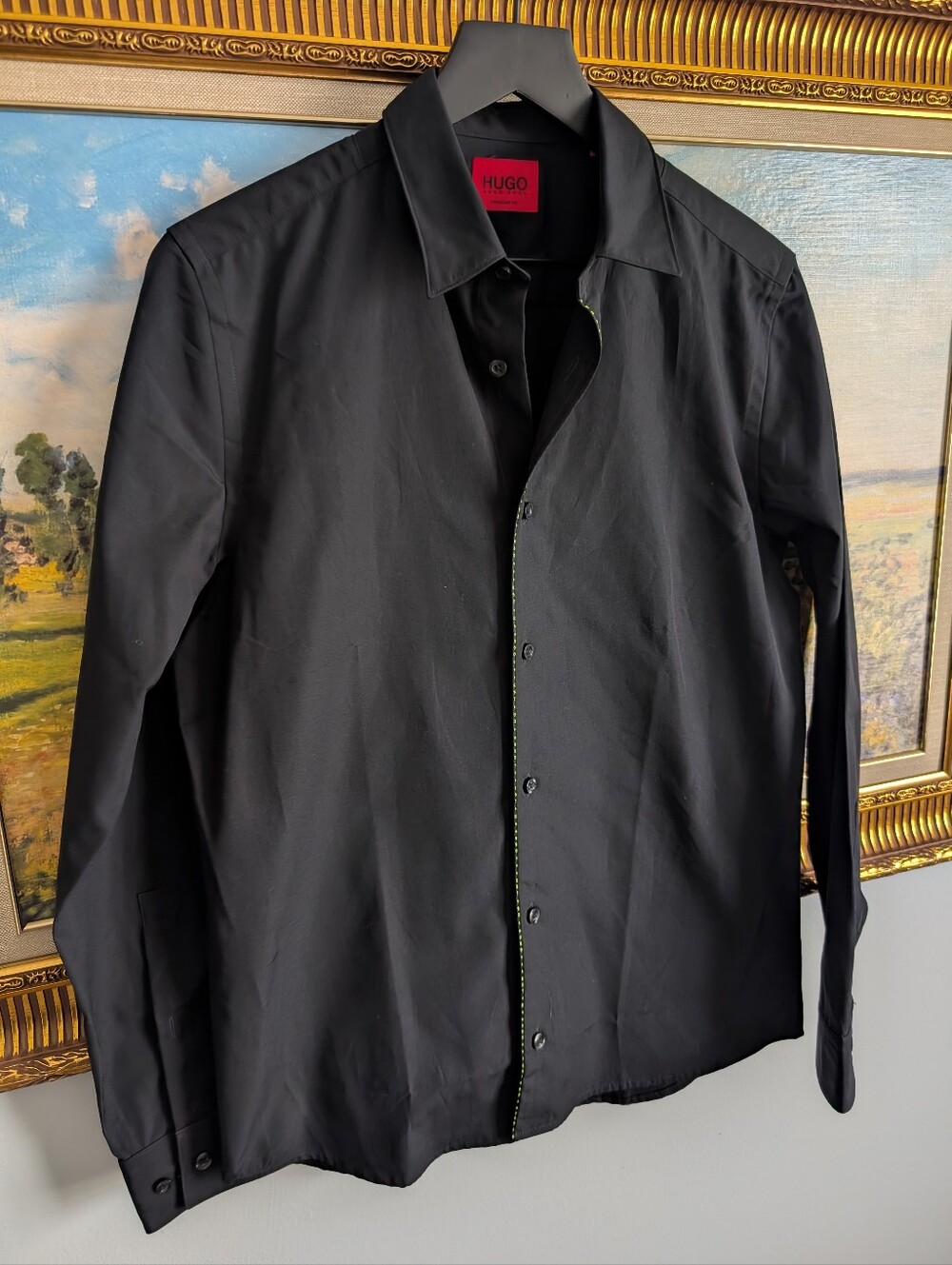 HUGO Black Button-Up Dress Shirt
